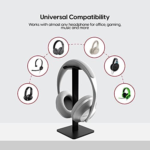TalkWorks Headphone Stand Holder-Desktop Headset Stand Organizer and Tabletop Space Saver for Home, Office and Gaming Room - Sleek Design, Easy Assembly and Durable Non-Slip Base,Black - Image 3