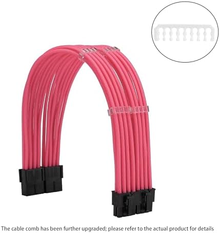 Formulamod Sleeved PSU Cable Extension Kit - Set a, 18AWG Braided ATX 24-Pin/Dual PCIe 8-Pin/CPU 8-Pin for Mainstream Gaming Builds, with Cable Combs (Pink) - Image 2