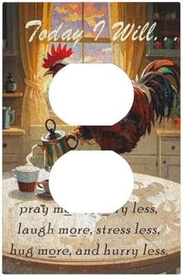 Outlet Covers Vintage Funny Chicken Rooster Decorative 1 Gang Duplex Light Switch Cover Plate Single Electrical Receptacle Wall Plate Plug Switchplate Faceplate for Kitchen Decor by JOOJIAO