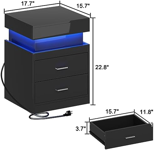 ChooChoo LED Nightstand with Charging Station and Sliding Storage - Image 2