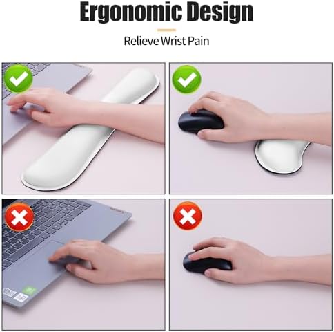 Bloss Leather Desk Pad and Keyboard Wrist Rest, Large Mouse Pad + Keyboard Pad+Mouse Wrist Support, Non-Slip Desk Mat Protector for Office, Home(31.5×15.7 Inches,White) - Image 5