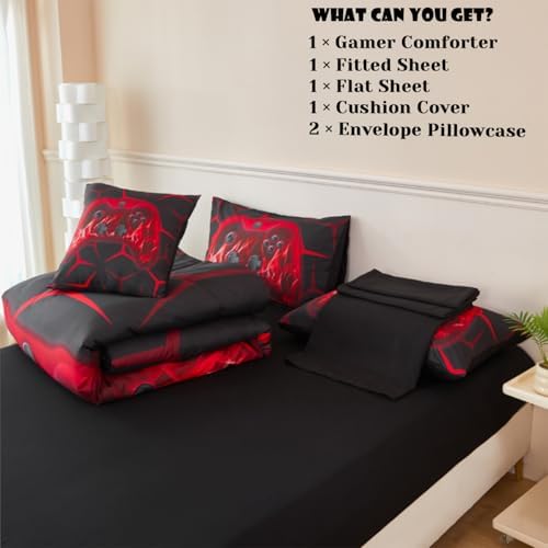 ZRNBAST 6 Pcs Bed in a Bag Full Size Bedding Gaming Comforter Set for Boys - Image 4