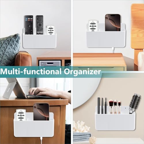 3 Slot Remote Control Holder, TV Remote Holder Wall Pen Storage Accessories for Home Office School (White) - Image 5