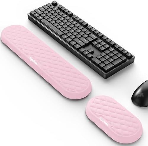 Ergonomic Wrist Rest, Full-Size Keyboard & Mouse Wrist Support Pad, Pink | Slow Rebound, Soft Memory Foam, Computer Keyboard & Mouse Palm Rest, Pain Relief, Comfort for Office, Gaming, Study, Typing by TopmadeProduct-Ordernow