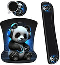 Ergonomic Mouse Pad with Wrist Support Gel Mouse Pads and Upgrade Keyboard Wrist Rest Pad Set, Coasters Non-Slip PU Base Mouse Mat for Office Gaming Computer Laptop Home, Panda by Dikoer