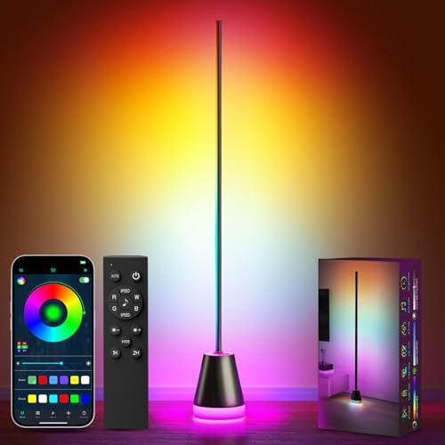 Keepsmile Smart RGB LED Corner Floor Lamp,172 LEDs Bright Standing Lamps for Living Room with APP and Remote,Modern Floor Lamp with Music Sync and 16 Million Colors, Ambient Lighting for Bedroom by KEEPSMILE