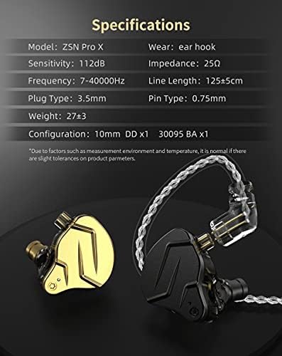 KZ ZSN Pro X in Ear Monitor Earphone 1BA 1DD Hybrid Dynamic Dual Driver IEM Wired Earbuds HiFi Sport Gaming Headphones Compatibility for Phone Computer Tablet - Image 7