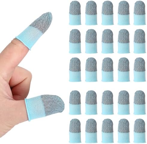 PATIKIL Controller Finger Thumb Sleeve, 40 Pack Mobile Gaming Finger Sleeve Silver Fiber Tip Gloves Anti-Sweat Breathable for Game Phone Touchscreen Devices, Blue by PATIKIL