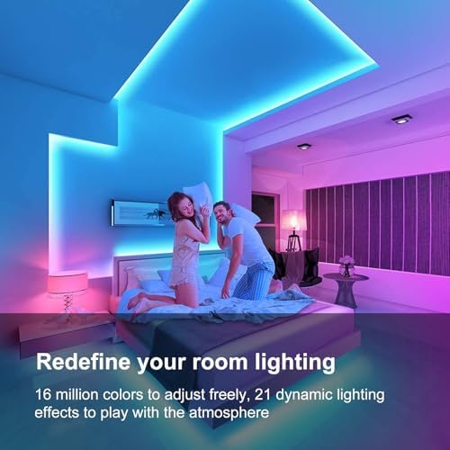 130 FT Led Lights for Bedroom,Music Synchronized, Intelligent Application Remote Control Color Change Bluetooth LED Strip Lights, Used for Bedroom, Kitchen, Room Lighting Decoration - Image 3