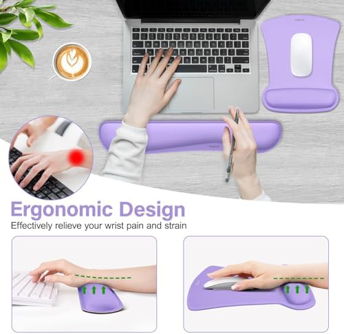 MOSISO Wrist Rest Support for Mouse Pad & Keyboard Set, Light Purple - Image 3