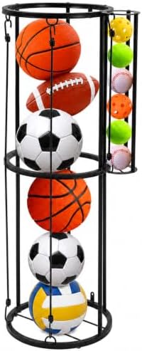 Garage Ball Storage Rack with Side Small Ball Basket, Holds 5 Balls by AWZITUO