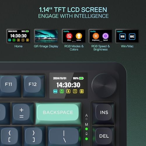Redragon K724 PRO Wireless 81-Key Gasket Gaming Keyboard, TFT Screen & Knob - Image 5