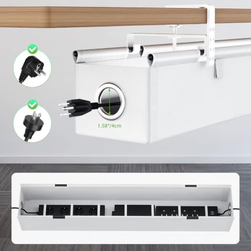 KEEGH Under Desk Cable Management Tray 36", No Drill Cord Organizer, White - Image 6