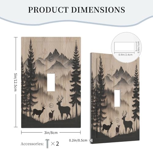Decorative Light Switch Covers Rustic Black Deer Elk Brown Wood Board Pine Tree Single Toggle Light Switch Cover Plate 1 Gang Outlet Covers Wall Plate Electrical Device Dimmer Switchplate - Image 5