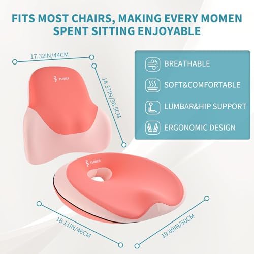 FLORICH Seat Cushion and Lumbar Support Pillow for Office Chair Car Neck Headrest Pillow Memory Foam Seat Pads Pressure Relief Back Cushion and Carseat Pads(Purple Pink) - Image 6