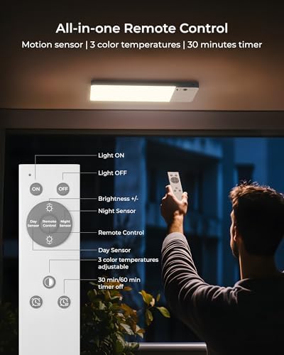 FULEN Rechargeable Motion Sensor Ceiling Light Upgraded,Closet Light with 12000mAh Battery, LED Shower Lights, Ceiling Lamp for Bathroom,Pantry,Garage,Remote Control - Image 5