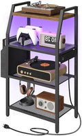 MAHANCRIS Game Console Shelf, Gaming Console Stand with Outlet & LED Lights by MAHANCRIS