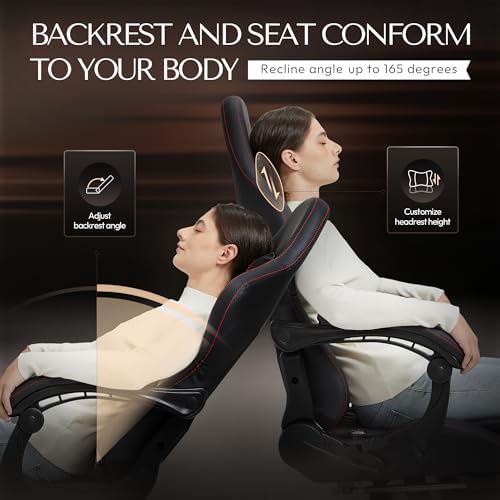 Dowinx Gaming Chair Big and Tall, Ergonomic PC Gaming Chair with Footrest & Massage, Racing Style Reclining Computer Chair for Adults, 400LBS Capacity - Heavy Duty Gamer Chair (Black) - Image 7