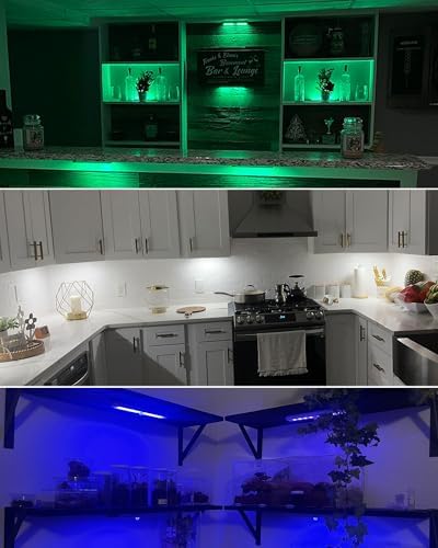Under Cabinet Lighting Rechargeable 48-LED Wireless Under Cabinet Lights Remote, Kitchen Counter Lights Closet Lights RGB Perfect for Indoor Pantry Display Shelf 15 Color Changing(6 Packs) - Image 2