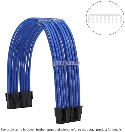 Formulamod Sleeve Extension Power Supply Cable Kit 18AWG ATX 24P+ EPS 8-P+PCI-E8-P with Combs for PSU to Motherboard/GPU (Blue) - Image 3