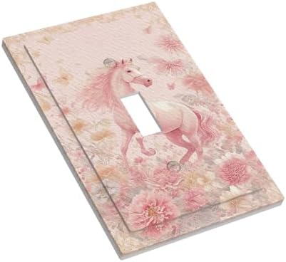 Decorative Light Switch Covers Fantastical Pink Horse and Flowers Single Toggle Light Switch Cover Plate 1 Gang Outlet Covers Wall Plate Electrical Device Switchplate Dimmer Faceplate Bedroom - Image 3