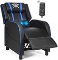 POWERSTONE Gaming Recliner Chair, Reclining Gaming Chairs for Adults Ergonomic Leather Sofa with Footrest Lumbar Support Headrest and Side Pouch for Living Room Home Theater, Blue by POWERSTONE%C2%AE