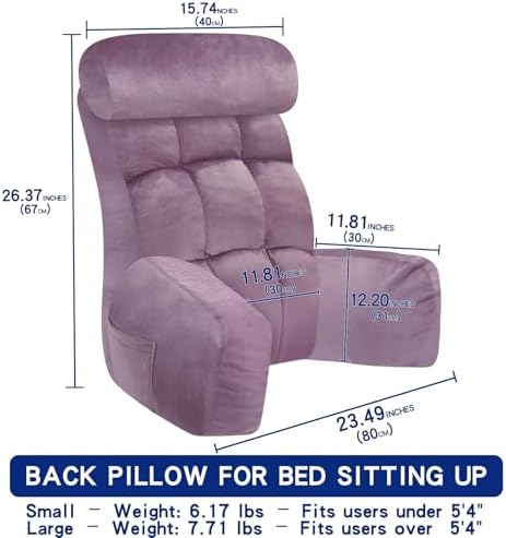 YDCEULARDOH Reading Pillow for Bed Adult – Large Bed Pillow with Arms, Supportive Back Pillow for Sitting Up in Bed for Reading, Watching TV, or Gaming - Image 6