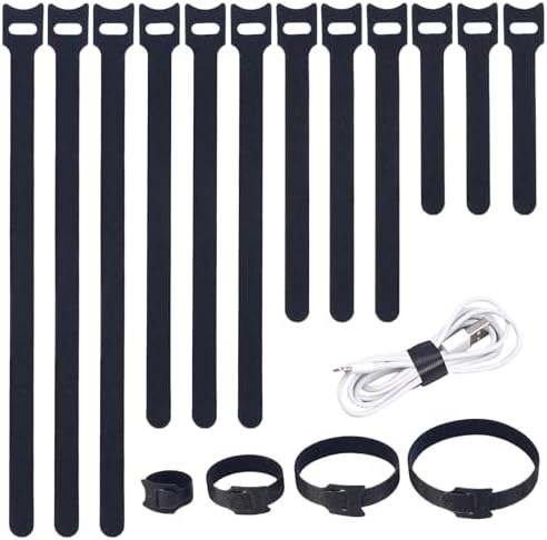 MVYC 200PCS Reusable Cable Ties Wire Ties Cord Organizer Cable Organizer Adjustable Cable Management Black 4+6+8+10 inch by SyncYourLifeWithMVYC