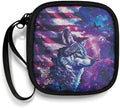 American Flag Wolf Earbuds Case Portable Earbuds Carrying Case, Portable Earphone Case Phone Accessories Organizer with Handle for SD Card, USB Charging Cable by Unknown