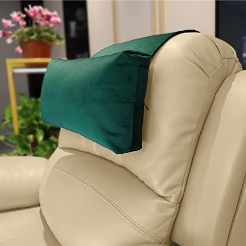 Non-Slip Head Pillow for Recliners - Neck Support Cushion with Velvet Cover for Pain Relief at Home, Office and Travel (Green) by AmazeCov