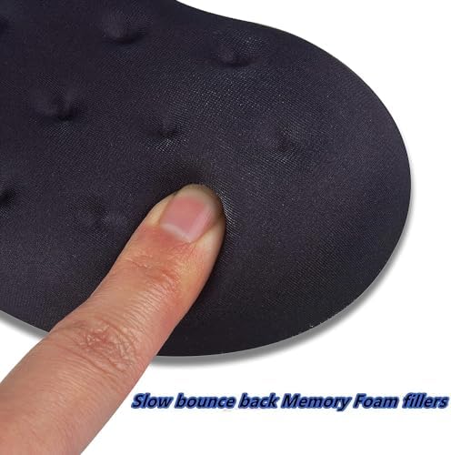 BRILA Ergonomic Memory Foam Mouse Wrist Rest Support Pad Cushion for Computer, Laptop, Office Work, PC Gaming - Massage Holes Design - Wrist Pain Relief (Black Mouse Wrist Rest) - Image 4