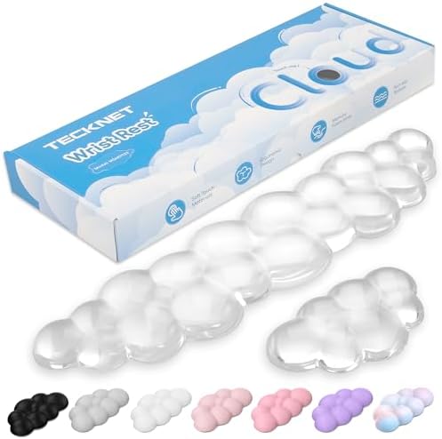 TECKNET Gel Cloud Wrist Rest Set, Cloud Wrist Rest with Non-Slip Base, Clear Wrist Pad for Keyboard with Mouse Wrist Rest for Computer Laptop Office Gaming and Pain Relief, Transparent by Tecknet