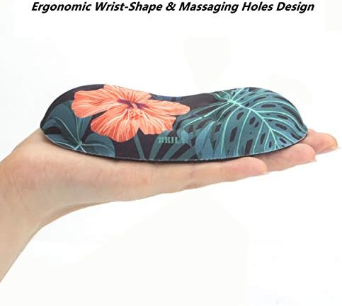 BRILA Ergonomic Memory Foam Mouse Wrist Rest Support Pad Cushion for Computer, Laptop, Office Work, PC Gaming - Massage Holes Design - Wrist Pain Relieve (Floral Leaves) - Image 4
