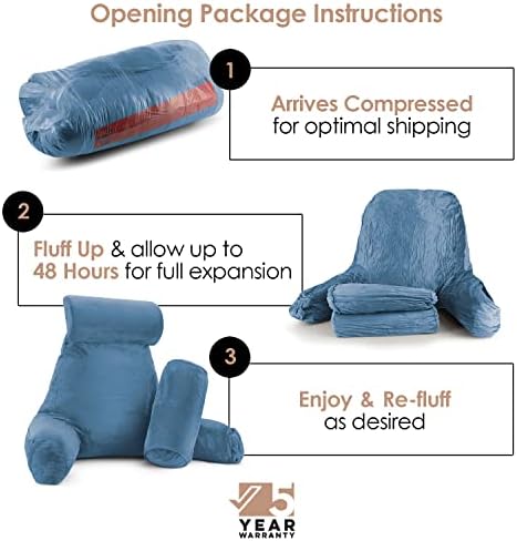 Nestl Reading Pillow with Portable Laptop Lap Desk - Shredded Memory Foam Back Support Pillow for Sitting Up in Bed and Couch Rest Pillows with Arms, Bed Tray Table with Foldable Legs, Blue Heaven - Image 4