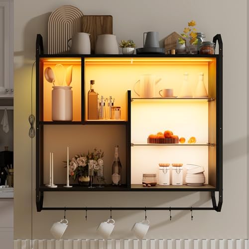 ELECWISH 34" Gaming Floating Shelves for Wall, LED Display Rack, Black - Image 5