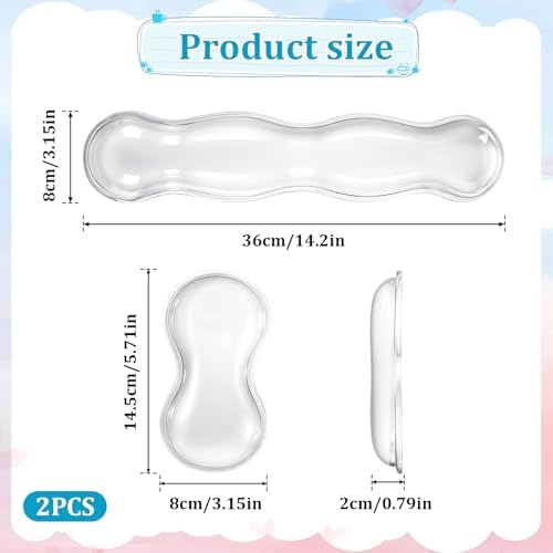 Gel Wrist Rest for Keyboard Clear Anti-Slip Mouse Pad Cute Ergonomic White Silicone Computer Wrist Rest Set for Keyboard Relieve Office Typing or Gaming Wrists Pain - Image 2