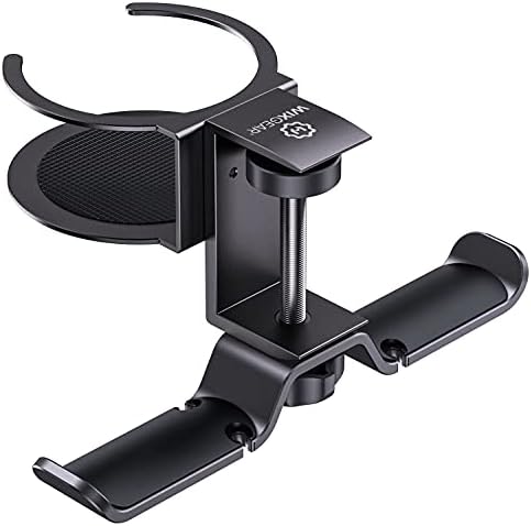 Headphone Stand, 2 in 1 PC Gaming Headset Stand Cup Holder, with Cable Organizer, 360° Adjustable & Rotating Arm Clamp Headphone Holder, Suitable for All Headphones and Drinks - Image 5