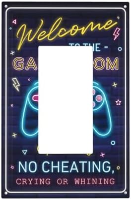 Decorative Outlet Covers Welcome to the Game Room Sign 1 Gang Rocker Light Switch Covers Single Gfci Wall Plate Electrical Receptacle Switchplate Plug Faceplate for Bedroom Decor by JOOJIAO