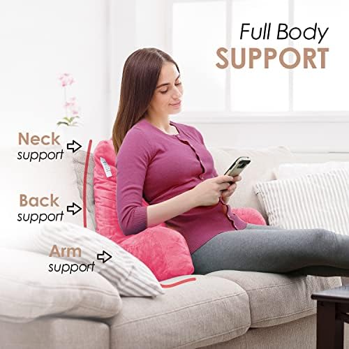 Nestl Reading Pillow with Portable Laptop Lap Desk - Shredded Memory Foam Back Support Pillow for Sitting Up in Bed and Couch Rest Pillows with Arms, Bed Tray Table with Foldable Legs, Light Pink - Image 7