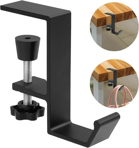 No Drill Under Desk Headphone Hanger, Clamp-On Desk Edge Hook for Headphones & Bags, Universal Desk Organizer Hook for Office, Home & School by Unknown