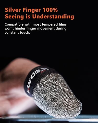 ACEDAYS Gaming Finger Sleeves,100% Visible Silver Fibers,Just Right Pressure/Breathable/Sweatproof,Gaming Gloves for PUBG Mobile/Knives Out/Call of Duty Mobile（10pcs） M - Image 7