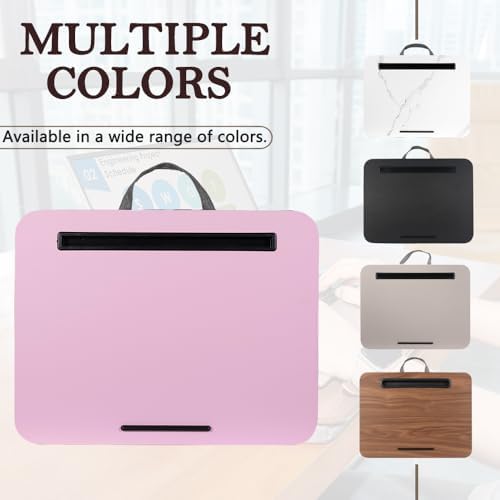 Portable Laptop Desk Fits Up to 16“ Laptops, with Tablet Slot, Built-in Cushion,Great for Home & Office,Lap Desk with Cushion (Pink, Medium) - Image 3