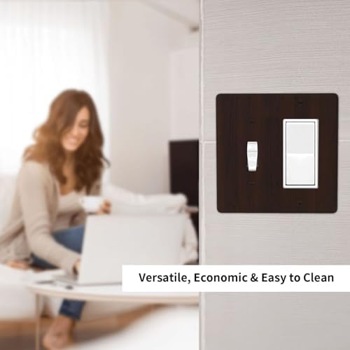 Decorative Outlet Covers Rustic Vintage Dark Brown Wood Grain 2-Gang Combo Light Switch Cover Plate Single Toggle/Rocker Wall Plate Plug Switch Plate Covers for Farmhouse Decor - Image 6