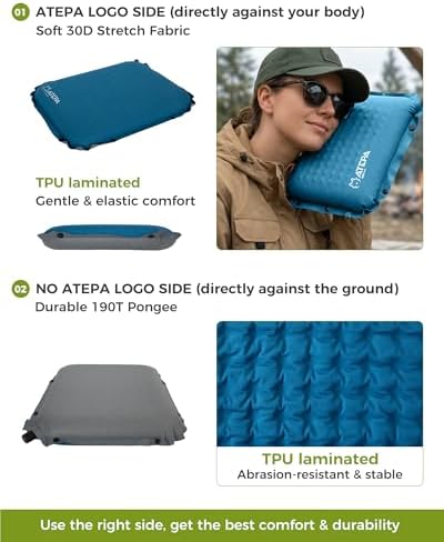 ATEPA Inflatable Seat Cushion | 2" & 2.5" Foam Core Seat Pad, Compact, Stadium, Airplane, Travel, Camping, Hiking, Sports Events, Self Inflating - Image 6