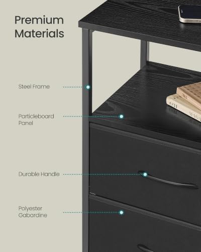 SONGMICS Nightstand with Charging Station, 2 Fabric Drawers - Image 6