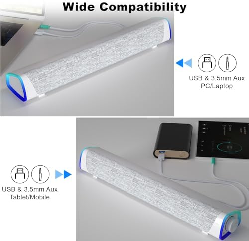 SOULION R30 Computer Speakers for Desktop PC, Wired USB Powered 3.5mm Aux - Image 4