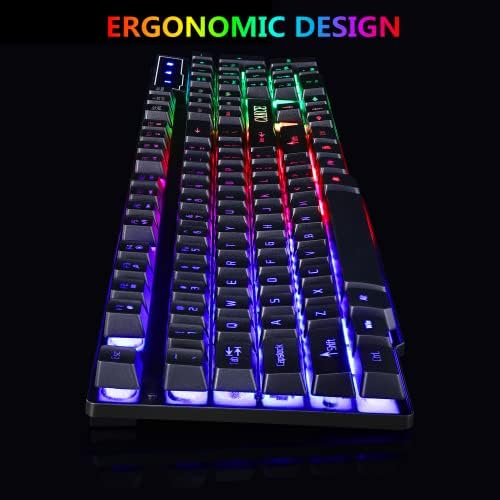 RGB Gaming Keyboard and Colorful Mouse Combo,USB Wired LED Backlight,Letter Glow,Mechanical Feeling for Laptop PC Computer Game and Work - Image 3