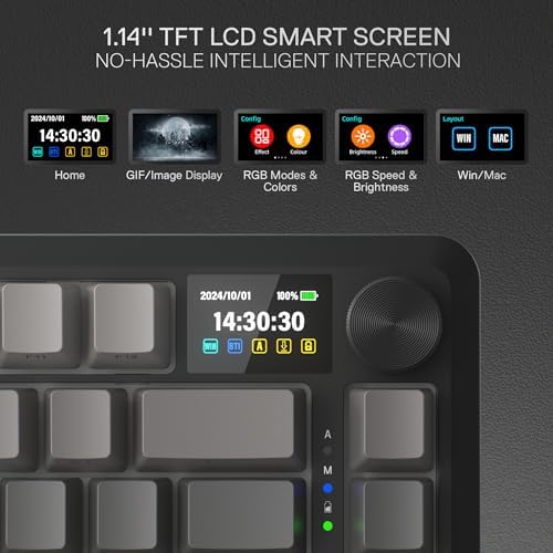 Redragon K724 PRO Wireless 81-Key Gasket Gaming Keyboard, TFT Screen & Knob - Image 3