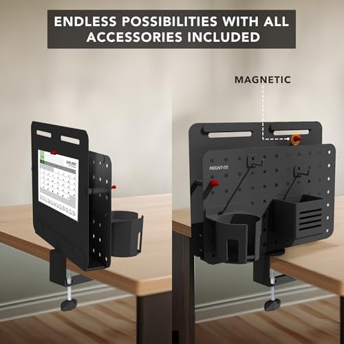 Mount-It! Desk Pegboard Organizer, 360 Rotation, Black - Image 3