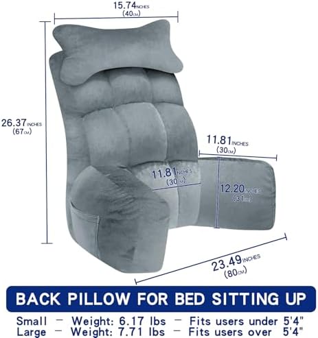 YDCEULARDOH Reading Pillow for Bed Adult – Large Bed Pillow with Arms, Supportive Back Pillow for Sitting Up in Bed for Reading, Watching TV, or Gaming - Image 6